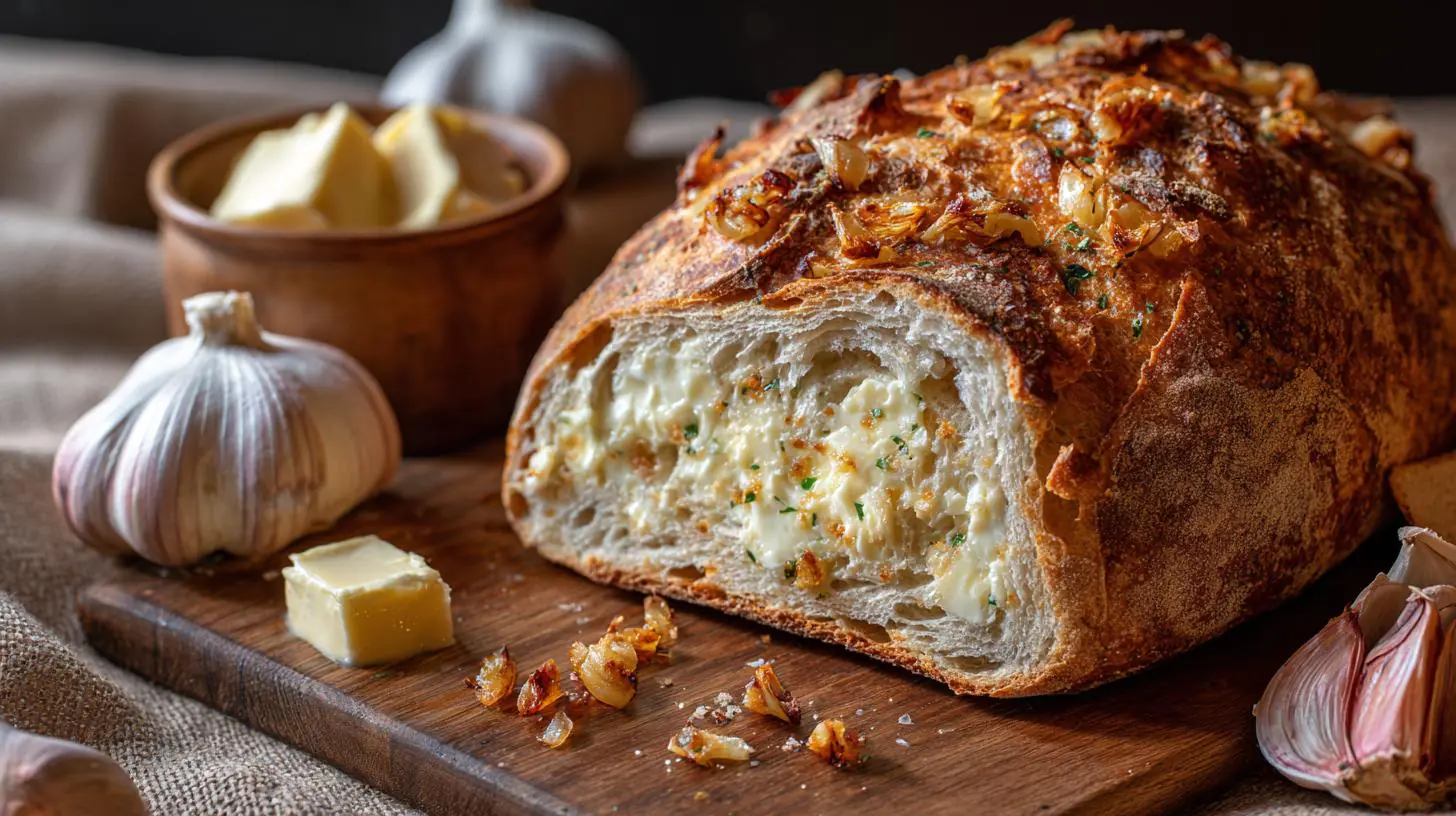 Pečený chléb s máslo a česnek křupavý