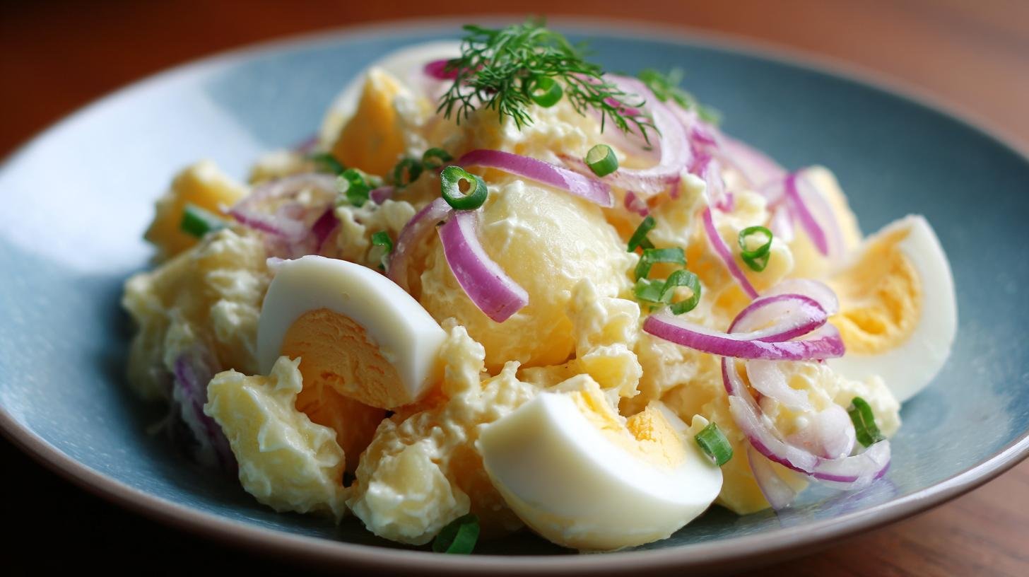 Salát z brambory a cibule bez majonézy. Ingredience a rychlý nákup