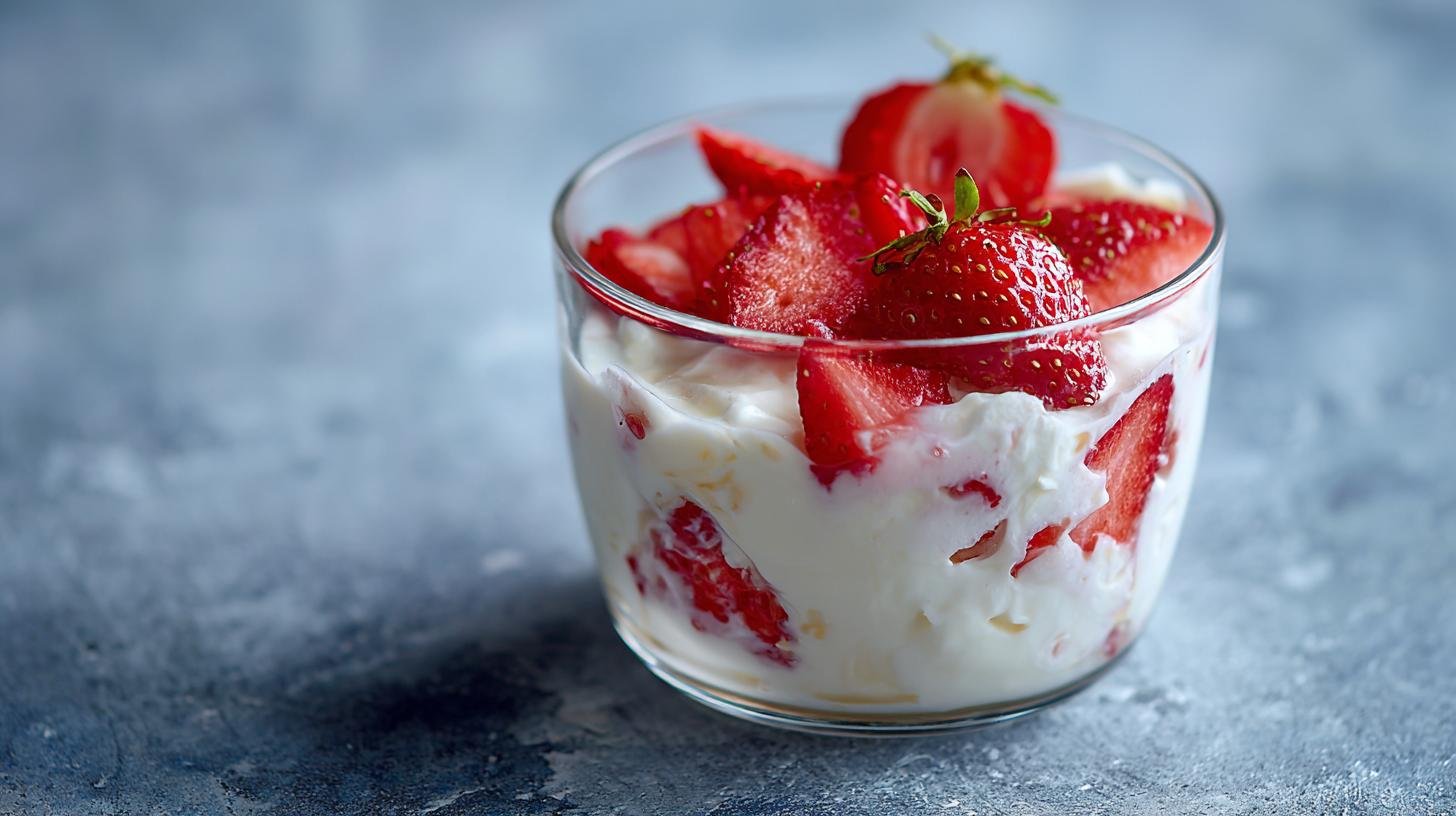Krémový tvarohový pohár s jahodami za pět minut