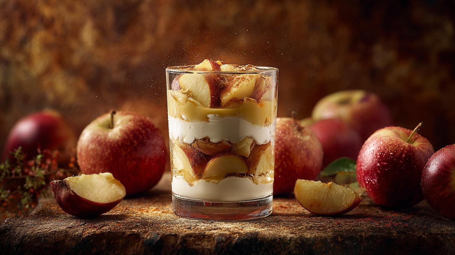 Pohár s jablka a tvaroh vrstvený bez cukru navíc. Proč si ho zamilujete