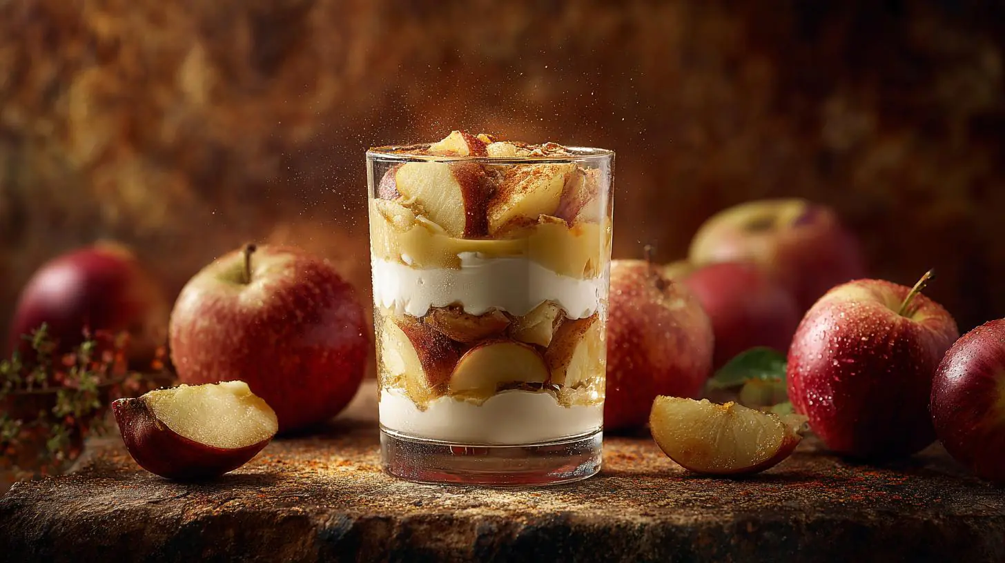 Pohár s jablka a tvaroh vrstvený bez cukru navíc. Proč si ho zamilujete