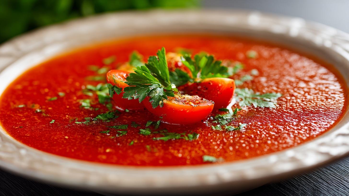 Rychlá rajská polévka z rajčat bez dlouhého vaření. Rychlý postup krok za krokem