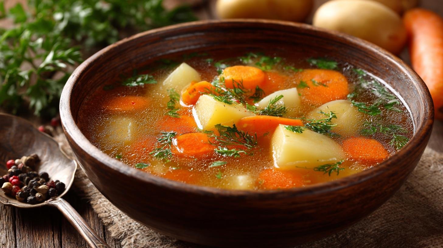 Zeleninová polévka z mrkev a brambory bez vodnatosti