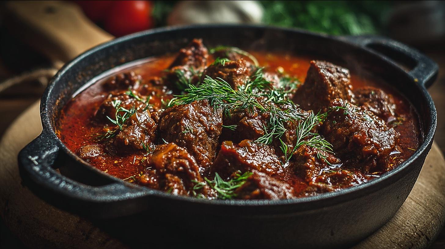 Guláš z hovězího masa, hustý správným způsobem