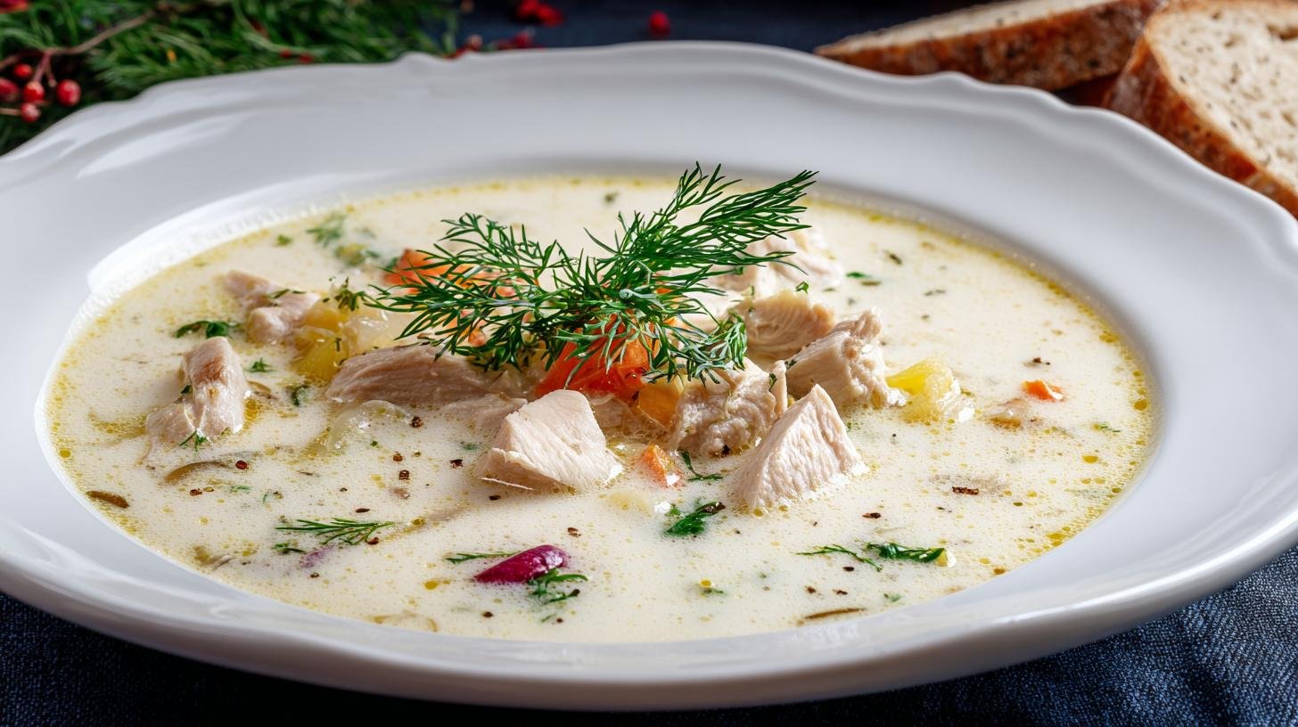 Kuřecí krémová polévka se smetanou, jemná chuť. Ingredience a rychlý přehled