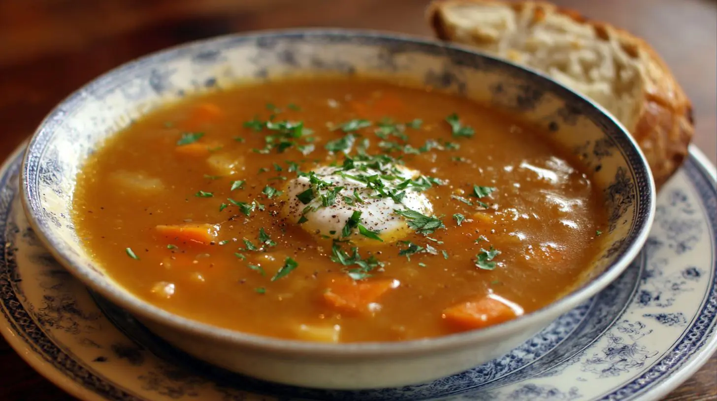 Teplá domácí polévka z kořenové zeleniny