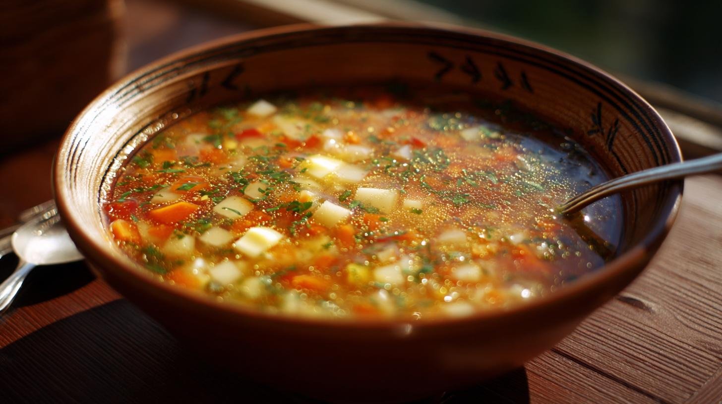 Zeleninová polévka s máslem, která zasytí