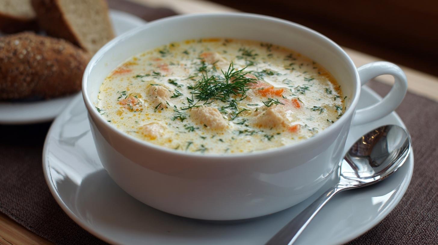 Kuřecí krémová polévka se smetanou, jemná chuť