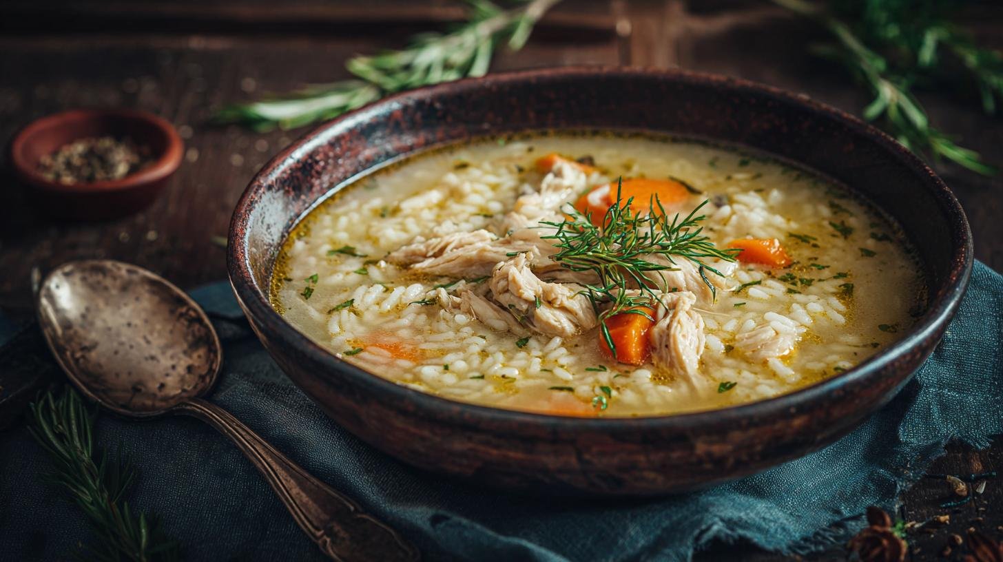 Kuřecí polévka s rýží, lehká domácí klasika
