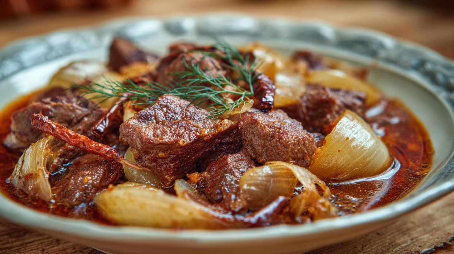 Dušené maso s cibulí pro domácí pohodu