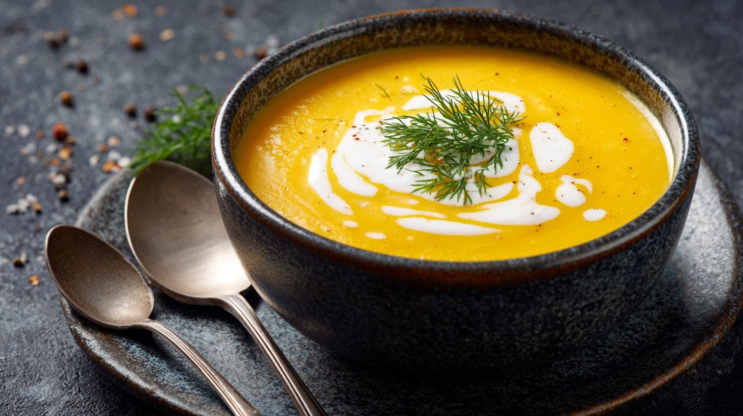 Zeleninová polévka se smetanou, jemná textura. Ingredience a rychlý postup