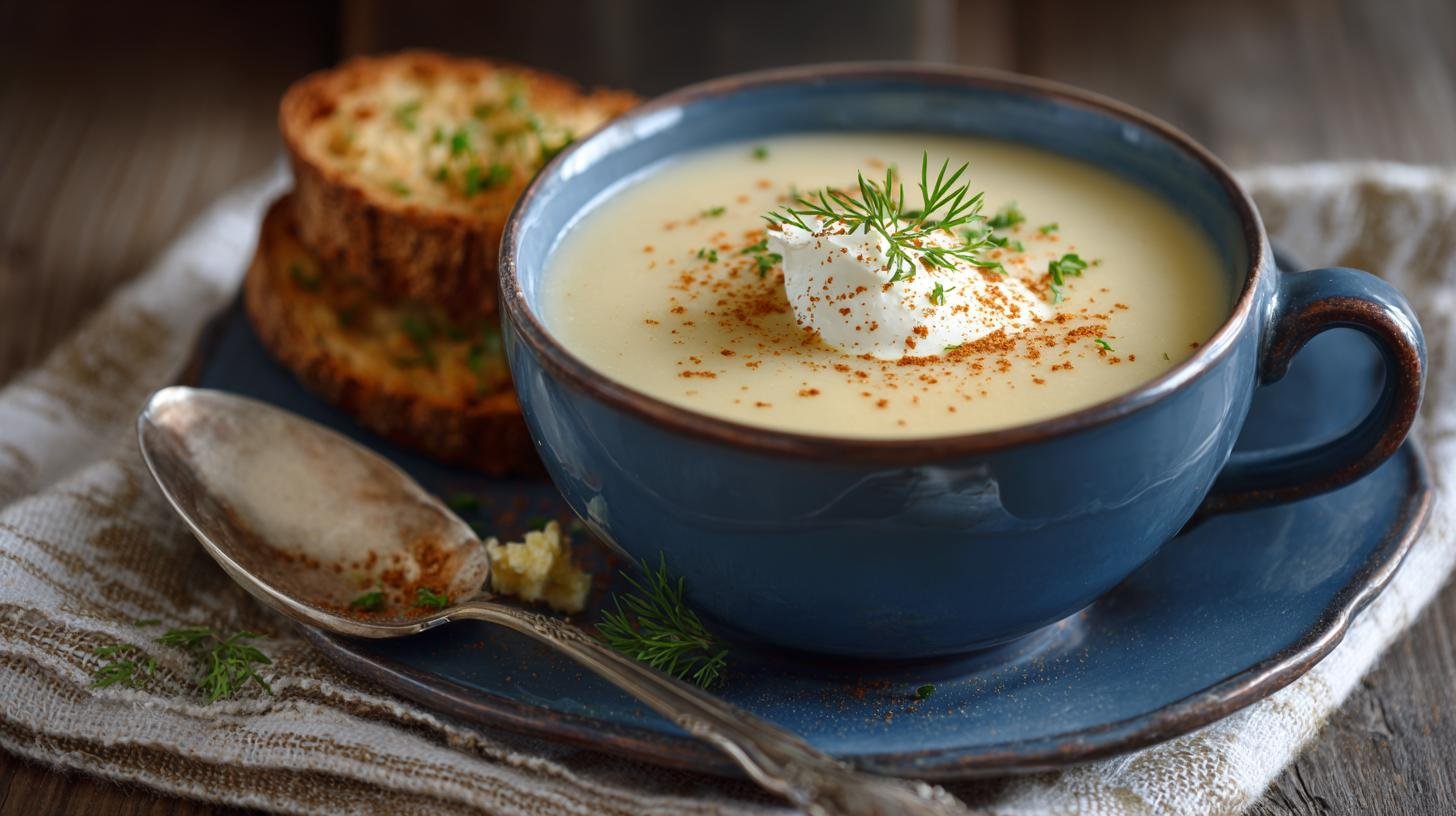 Bramborová polévka na způsob krému, zahřeje